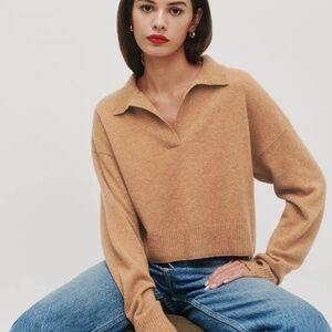 Reformation cashmere polo cropped sweater xs